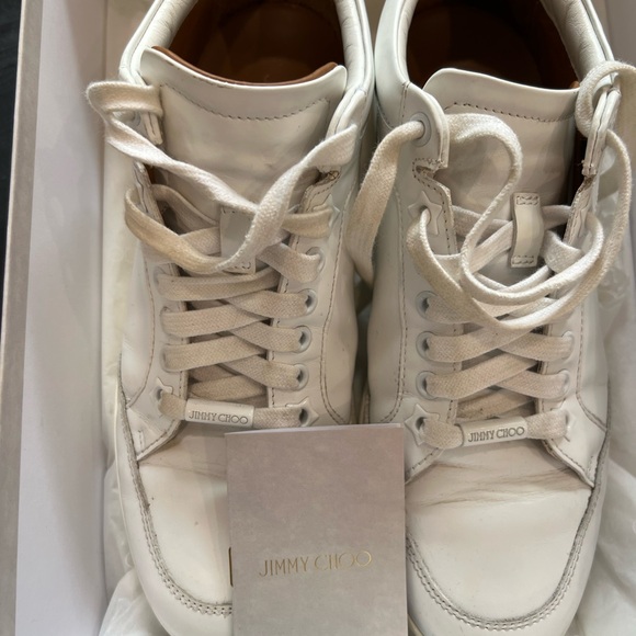 Jimmy Choo Miami White Leather Logo Tag Nneakers - Picture 13 of 16